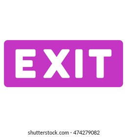 Exit Label icon. Vector style is flat iconic symbol with rounded angles, violet color, white background.