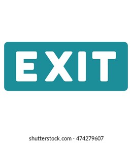 Exit Label icon. Vector style is flat iconic symbol with rounded angles, soft blue color, white background.