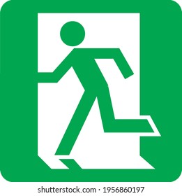 Exit left symbol green and white sign board