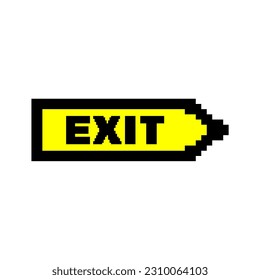 Exit lettering pixel art vector
