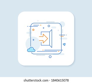 Exit line icon. Abstract square vector button. Open door sign. Entrance symbol with arrow. Exit line icon. Quality concept badge. Vector