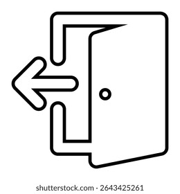 exit line icon design. exit thin black outline symbol vector illustration. editable stroke icon on transparent background.