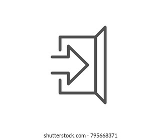 Exit line icon. Open door sign. Entrance symbol with arrow. Quality design element. Editable stroke. Vector