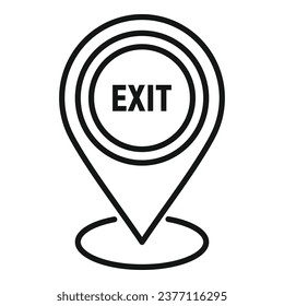Salir del vector de contorno del icono de ubicación. Evacuación de personas. plan de Office