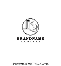 exit logo cartoon template black icon modern vector illustration