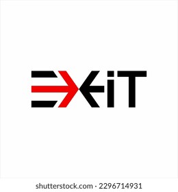 Exit logo design with arrows on letters E and X.