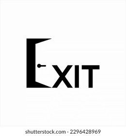 Exit logo design with exit symbol on letter E.