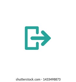 Exit or logout, log off icon. Isolated on white. blue right rounded arrow with bracket. Sign out icon. Profile, user sign. Arrow in box. quit, export, file, import, share 