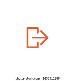 Exit or logout, log off icon. Isolated on white. red thin right rounded arrow with bracket. Sign out icon. Profile, user sign. Arrow in box. quit, export, file, import, share 
