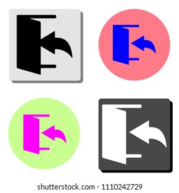 Exit. Logout and output, outlet, out. simple flat vector icon illustration on four different color backgrounds
