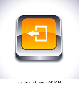 Exit metallic 3d vibrant square icon.