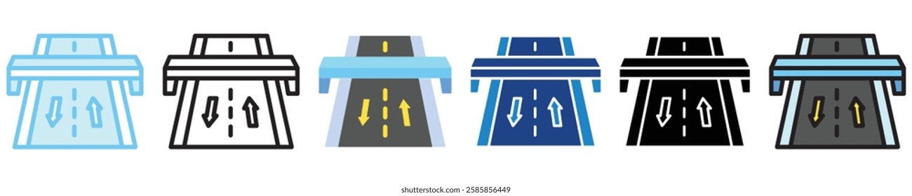 Exit multi style, mini illustration icon. outline, flat, glyph, line color, UI, UX kit, app, web development, digital or print. For education, construction, transportation, traffic management.