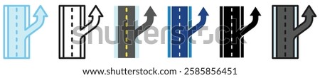 Exit multi style, mini illustration icon. outline, flat, glyph, line color, UI, UX kit, app, web development, digital or print. For education, construction, transportation, traffic management.