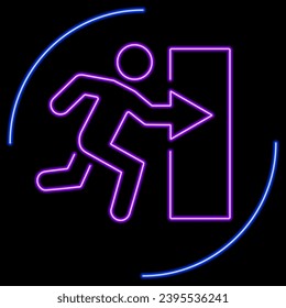 exit neon sign, modern glowing banner design, colorful modern design trends on black background. Vector illustration.