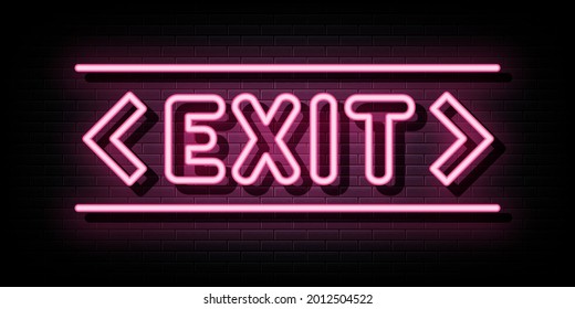 Exit neon sign. neon symbol