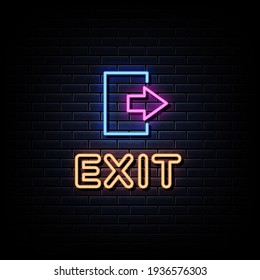 Exit neon sign vector. Exit Design template neon sign