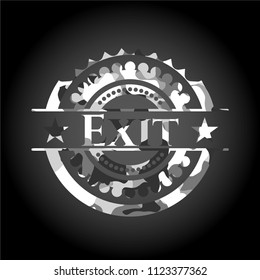 Exit on grey camo pattern