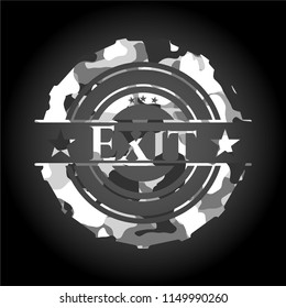 Exit on grey camouflaged pattern