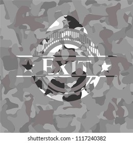 Exit on grey camouflaged texture