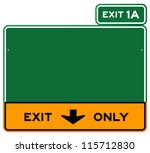 Exit Only Sign - Green and yellow highway sign defining lanes