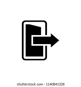 exit open door with arrow in glyph style icon vector