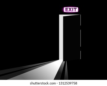 Exit. Opening door.