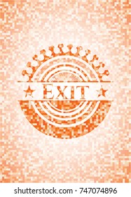 Exit orange mosaic emblem with background