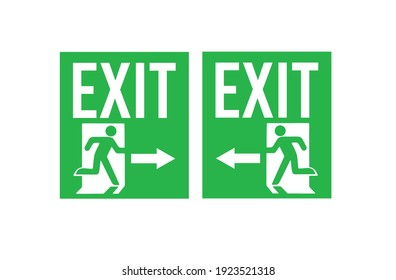 Exit people running green sign