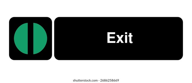Exit pictogram with split-door symbol with explanation – minimal signage icon for egress zones, emergency routes, and civic UI systems – High-Quality Vectorial Stock Image