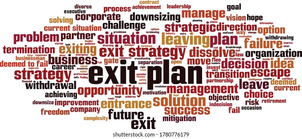 Exit plan word cloud concept. Collage made of words about exit plan. Vector illustration