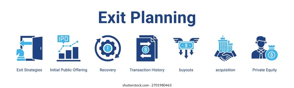 Exit Planning web banner icon element for design in a collection