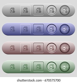 Exit from playlist icons on rounded horizontal menu bars in different colors and button styles