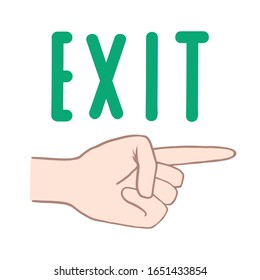 Exit. Pointer. Pointer finger. Vector color sketch in cartoon style. Vector hand drawing.