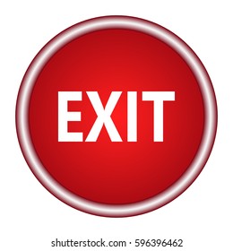 exit red glossy circle vector  icon on white background