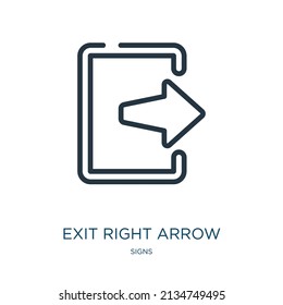 exit right arrow thin line icon. arrow, right linear icons from signs concept isolated outline sign. Vector illustration symbol element for web design and apps.