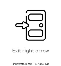 exit right arrow vector line icon. Simple element illustration. exit right arrow outline icon from signs concept. Can be used for web and mobile