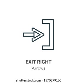 Exit right outline vector icon. Thin line black exit right icon, flat vector simple element illustration from editable arrows concept isolated on white background