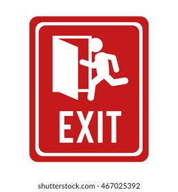 exit run door emergency escape sign icon vector graphic isolated illustration