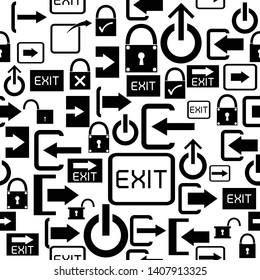 exit seamless pattern background icon.