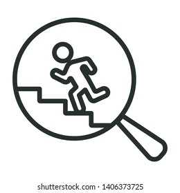 exit search - minimal line web icon. simple vector illustration. concept for infographic, website or app.