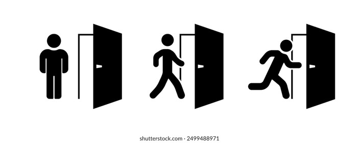 Exit set icons. Silhouette style. Vector icons.