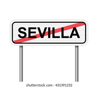 Exit of Sevilla Spain road sign vector