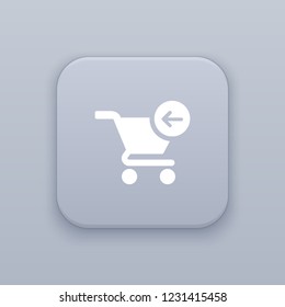 Exit the shopping cart, gray vector button with white icon on gray background
