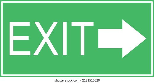 Signo de salida y flecha con fondo verde y fuente blanca