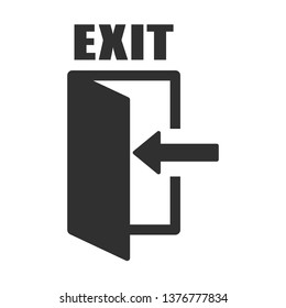 Exit sign, Arrow pointing through open door
