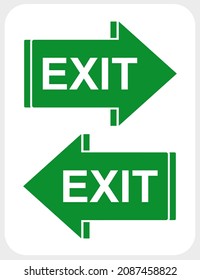 exit sign board on green colored for emergency. icon in vector illustration.