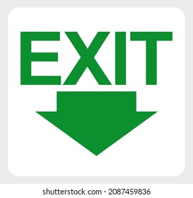 exit sign board on green colored for emergency. icon in vector illustration.