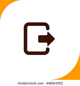 Exit sign. Brown icon on white background