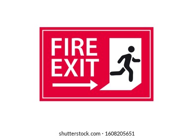 Exit sign. Emergency fire Exit sign. Man figure running to doorway. Running man icon to door. Fire exit sign