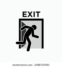 Exit Sign. Escape, Emergency Access Icon, Way Out Symbol - Vector
